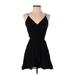 Express Casual Dress - Mini Plunge Sleeveless: Black Solid Dresses - Women's Size X-Small