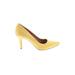 BCBGeneration Heels: Pumps Stiletto Cocktail Yellow Solid Shoes - Women's Size 6 1/2 - Pointed Toe