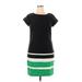 Studio One Casual Dress - Mini Crew Neck Short sleeves: Black Print Dresses - Women's Size 16