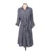 Max Studio Casual Dress - Shirtdress: Blue Dresses - Women's Size 2X-Small