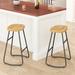 17 Stories Laurabell Solid Wood Bar Stool Wood/Metal in Brown | 29.53 H x 21.65 W x 17.72 D in | Wayfair 7490B49C3D634860AE258AC988C822B8