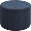Latitude Run® Jaquelina 22" Wide Tufted Round Storage Ottoman Polyester/Scratch/Tear Resistant in Blue | 16.25 H x 22 W x 22 D in | Wayfair