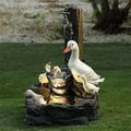 statue de patio de famille de canard, sculpture animale mignonne de canard de résine, décoration de statue de jardin d'animal, ornements de pelouse de cour de patio, sculpture extérieure créative de