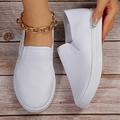 Femme Slip-Ons Chaussures en Toile chaussures blanches Baskets à enfiler Chaussures de confort Extérieur du quotidien Couleur unie Eté Talon Plat Bout rond Décontractées Confort Minimalisme Toile