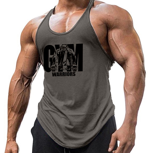 Homme Graphique Lettre Débardeur Sous-Vêtements Débardeur dos nageur Sans manches T-shirt Col en U Chemise Mode Muscle Débardeur d'entraînement Vacances Sport Quotidien Noir Blanche Jaune Été