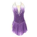 Robe de Patinage Artistique Femme Fille Patinage Robes Tenue Violet claire Rose clair Jaune et jaune Dos ouvert Spandex Micro-élastique Entraînement Tenue de Patinage Fait à la main Classique Cristal