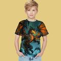 T-shirt Garçon Enfants Manche Courte 3D effet Animal Gris Enfants Hauts Eté Actif Extérieur du quotidien Standard 4-12 ans