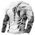 Homme Graphic Aigle T shirt Tee manche longue T-shirt 3D effet Col Chemise Mode Design Confortable Casual du quotidien Sortie Blanche Bleu Violet Printemps Automne Vêtement Tenue S M L XL 2XL 3XL
