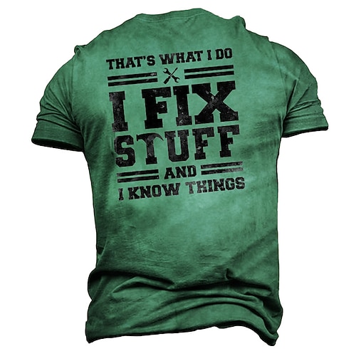 T-shirt graphique drôle pour homme Je répare des choses et je connais des choses T-shirt humour homme à tout faire