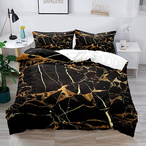 Literie 3d marbre imprimé imprimé housse de couette ensembles de literie housse de couette avec 1 housse de couette ou couvre-lit imprimé, 2 taies d