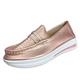 Femme Basket Slip-Ons Grandes Tailles Baskets à enfiler Couleur Pleine Talon Plat Sportif Cuir PU Mocassins Noir Argent Champagne