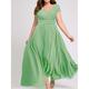 robe longue Femme Grande Taille Robe de bal Manche Courte Eté Printemps Automne - Mode Soirée Moderne Ruché Couleur monochrome Col V Vacances 2023 Noir Blanche Jaune Vert Claire Vin Rouge Bleu Vert