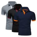 Homme POLO Tee Shirt Golf Casual Des sports Revers Manche Courte Mode basique Couleur unie Patchwork 3 Pièces Eté Standard Gris Noir Bleu Marine Bleu Vin Bleu Marine Gris Orange Vin Vin