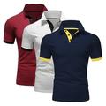 Homme POLO Tee Shirt Golf Casual Des sports Revers Manche Courte Mode basique Couleur unie Patchwork 3 Pièces Eté Standard Gris Noir Bleu Marine Bleu Vin Bleu Marine Gris Orange Vin Vin