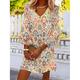 Mini robe Femme Robe casual Manches 3/4 Eté Printemps - Vacances mode chaud A Volants Patchwork Floral Géométrique Manches Evasées Col V Ceinture Non Incluse Ample 2023 Orange Beige S M L XL XXL 3XL