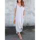 Robe casual Robe t-shirt Robe d'été Femme robe longue Poche Fendu Plein Air Rendez-vous Maxi basique Col V Manche Courte Standard Noir Blanche Rose Claire S M L XL 2XL