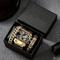 3pcs / set bracelets hip hop en or de luxe montre à quartz pour hommes en acier inoxydable sport grand cadran avec calendrier montre-bracelet coffret cadeau pour papa