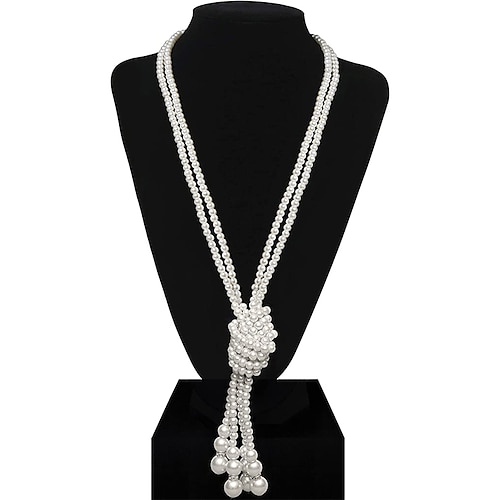 faux collier de perles longs colliers de perles des années 1920 accessoires pour femmes rugissant 20s clapet fête vintage