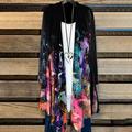 Femme Grande taille Veste Blouson Paillettes Imprimer Floral Tie Dye Dégradé de Couleur Vacances Rendez-vous manche longue Ouvrir le devant Normal Hiver Automne Vert Noir Violet L XL XXL 3XL