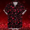 Saint Valentin coeur romantique complexe pour hommes hawaïen chemise imprimée en 3D boutonné à manches courtes été vacances à la plage vêtements quotidiens s à 3xl