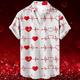 Saint Valentin coeur romantique complexe pour hommes hawaïen chemise imprimée en 3D boutonné à manches courtes été vacances à la plage vêtements quotidiens s à 3xl