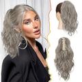 Extension de queue de cheval à clip griffe 14 '' extensions de cheveux de queue de cheval courtes ondulées pour femmes bouclés gris épais doux synthétique clip en fausses queues de cheval postiches