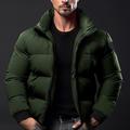 Homme Manteau d'hiver Veste d'Hiver Doudoune Zippé Poche Polyester Poche Extérieur Rendez-vous Casual Quotidien Normal Mode Décontractées Chaud Coupe Vent Hiver Plein Noir Rouge Vert Véronèse Gris