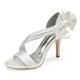 Femme Chaussures de mariage Grandes Tailles Chaussures de mariée Noeud Ruban Bout ouvert Elégant Satin Scotch Magique Argent Noir Blanche