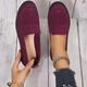 Femme Slip-Ons Grandes Tailles Chaussures de confort du quotidien Couleur Pleine Talon Plat Bout rond Décontractées Minimalisme Tricot Mocassins Noir Rose Rouge Bordeaux