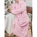 femme fermeture éclair sur le devant peignoir peignoir couverture couleur pure chaud peluche décontracté maison quotidien lit flanelle chaud respirant col montant manches longues poche automne hiver noir rose