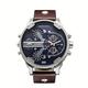 Montre pour hommes mode décontracté grand cadran double fuseau horaire ceinture montre-bracelet pour hommes