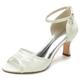 chaussures de mariage pour la mariée demoiselle d'honneur femmes peep toe blanc nu ivoire champagne satin avec dentelle fleur broderie chaton talon talon bas fête de mariage soirée quotidien élégant classique