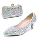 Femme Chaussures de mariage Escarpins Chaussures bling-bling Chaussures habillées Paillettes de cristal scintillantes ornées de bijoux Mariage Soirée Pois Couleur Pleine Talons de mariage Chaussures