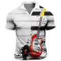 Homme POLO Tee Shirt Golf Imprimés Photos Musique Guitare Remarques Instrument de musique Col V Noir Gris Extérieur Plein Air Manches courtes Imprimer Vêtement Tenue Sportif Mode Vêtement de rue