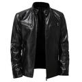 Homme Veste Blouson Simili Cuir Veste moto Blouson Moto Coupe Vent Sortie fermeture Éclair Mao Casual Veste Vêtements d'extérieur Couleur unie Rivet Full Zip Noir Vin Marron