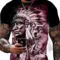 Homme Graphique Tribal T-shirt Manche Courte T-shirt Impression 3D Col ras du cou Chemise ancien Mode Designer Extérieur Quotidien Sports Bleu Violet Marron Printemps Été Vêtement Tenue S M L XL