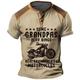 Moto papy Mode Décontractées Style de rue Homme 3D effet T shirt Tee Chemise Henley Shirt Sport extérieur Casual du quotidien T-shirt Rose Claire Bleu Vert Manche Courte Henley Chemise Printemps été