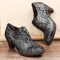 Femme Chaussures à Talons Escarpins Grandes Tailles Chaussures faites à la main du quotidien Floral Broderie Fermeture Fleur Talon Plat Bout pointu Rétro Vintage Décontractées Confort Cuir Fermeture