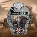 Homme Sweat à capuche zippé Veste Vert Véronèse Bleu Marron Bleu clair Capuche Camouflage Imprimés Photos Aigle Imprimer Zippé Sport Loisir du quotidien Des sports 3D effet Vêtement de rue Design