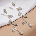 Femme Clair Boucle d'Oreille Pendantes Bijoux Fins Géométrique Forme de Feuille mode Tendance S925 argent sterling Des boucles d'oreilles Bijoux Argent / Dorée Pour Mariage Soirée 1 paire