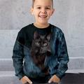 Garçon 3D Chat Sweatshirt Pullover manche longue 3D effet Printemps Automne Mode Vêtement de rue Frais Polyester Enfants 3-12 ans Col Ras du Cou Extérieur Casual du quotidien Standard