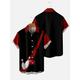 Homme Chemise Chemise hawaïenne Imprimés Photos Flamme Boule de bowling Col rabattu Noir Jaune Noir / Rouge Rouge Bleu Poudré Extérieur Plein Air Manches courtes Bouton bas Imprimer Vêtement Tenue