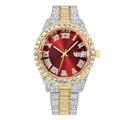 Montre à Quartz pour Hommes Montre Hip Hop Complètement Diamant Montre de Luxe en Acier Inoxydable Montres Analogiques Cadeau Petit Ami