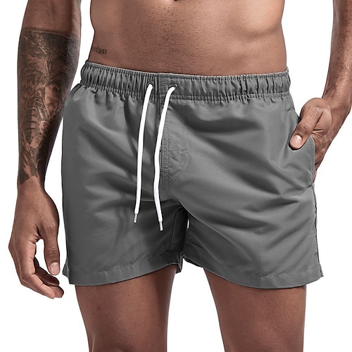 short de bain pour homme maillot de bain avec doublure en filet short de bain bas à séchage rapide cordon élastique respirant avec poches - natation surf plage sports nautiques couleur unie printemps