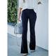 chino mode femme fond cloche jambe large pantalon long décontracté week-end micro-élastique uni confort bleu foncé 2xl