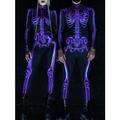 Crâne / Squelette Bodys Déguisements de couple de groupe d'Halloween Combinaison intégrale Homme Femme Cosplay de Film Déguisement effrayant Noir Violet Vert Collant / Combinaison Halloween Carnaval