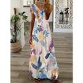 robe longue femme robe maxi tenue décontractée robe imprimée graphique floral mode moderne vacances quotidiennes vacances manches courtes robe col en v coupe classique vin rose blanc été printemps s m l xl 2xl 3xl 4xl 5xl