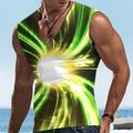 Homme Graphic 3D Print Top Sans Manches T-shirt 3D effet Col V Chemise Design Décontractées Confortable du quotidien Vacances Sortie Jaune Bleu Rouge Printemps été Vêtement Tenue S M L XL 2XL 3XL