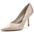 chaussures de mariage pour femmes chaussures de demoiselle d'honneur de mariée robe quotidienne élégante mode chaussures mignonnes noir blanc ivoire dentelle broderie stiletto escarpins à bout pointu fête de mariage