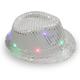 Creative led clignotant jazz cap adulte hip hop danse spectacle sequin jazz chapeau lueur dans l'obscurité lumineux fedora costumes accessoires de scène